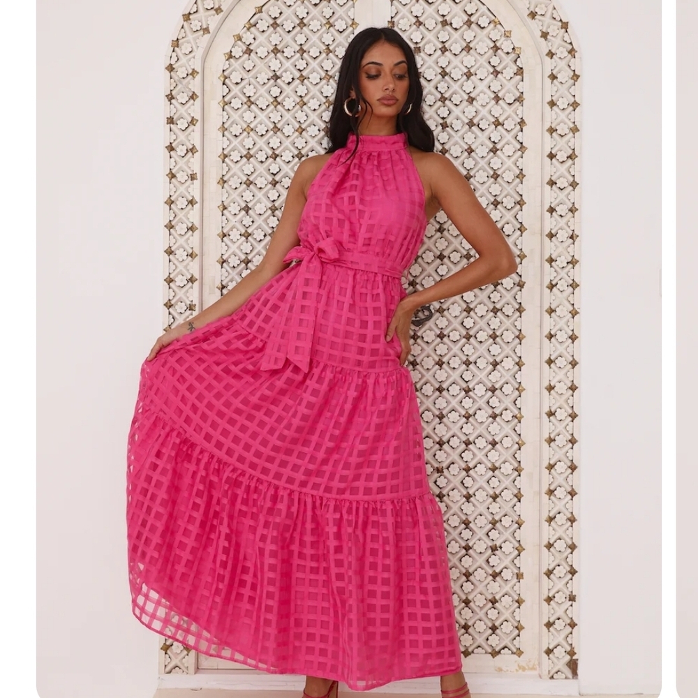 Summertime Picnic Maxi Dress Pink-Large